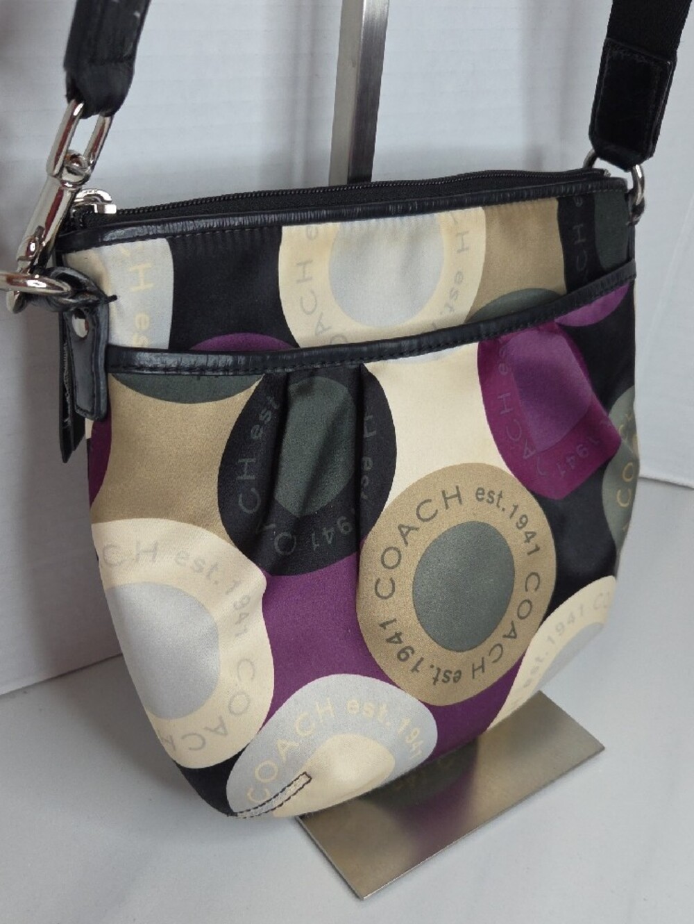 Coach Purple Multi Signature Circle Crossbody - Picture 2 of 8
